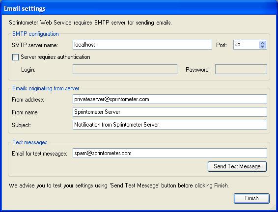 Email Configuration Screen